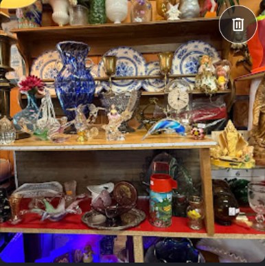 Blue glass and antique display