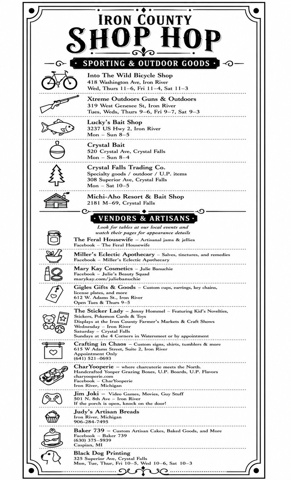 Outdoor goods and vendor brochure panel