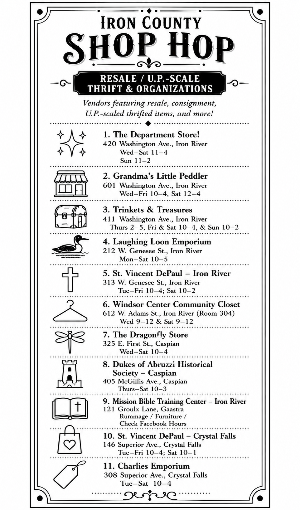 Thrift and resale brochure panel